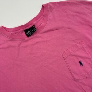 Vintage Polo Ralph Lauren Pink Pocket T Shirt Mens Size L Cotton Made in USA